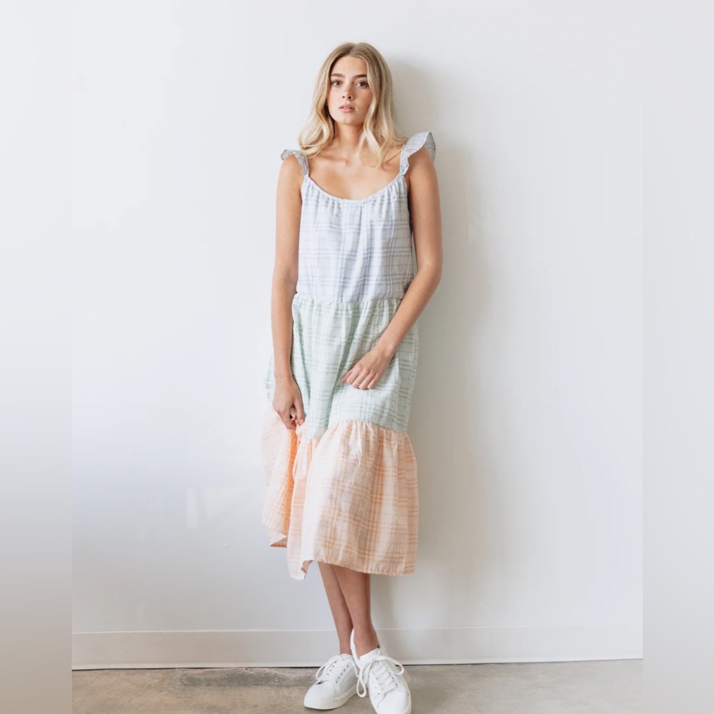 By the River • Plaid Colorblock Dress